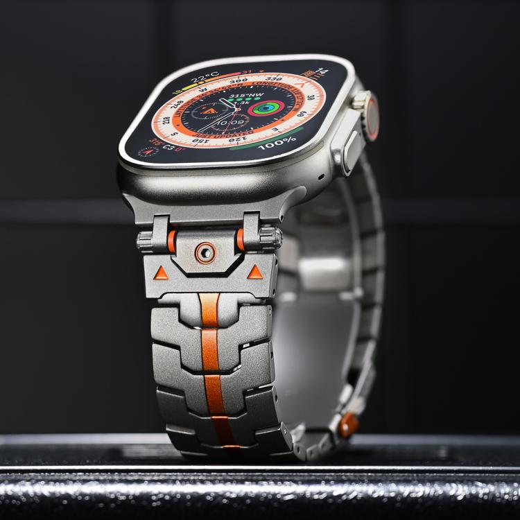 Stainless Steel Iron Man Safety Buckle Metal Watch Band, For Apple Watch 46mm / 49mm / 45mm / 44mm, For Apple Watch 42mm / 41mm / 40mm / 38mm