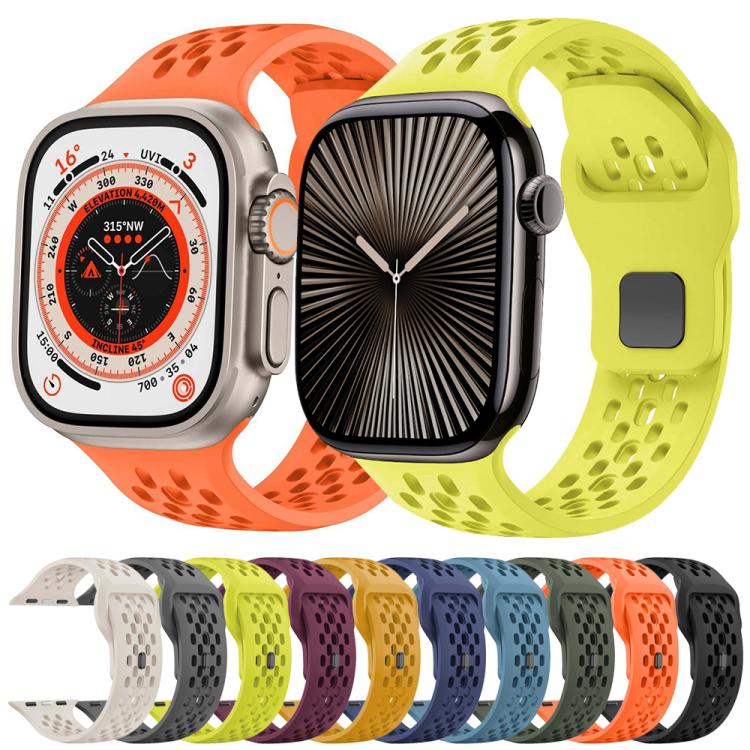 Mesh Reverse Buckle Silicone Watch Band, For Apple Watch 46mm / 49mm / 45mm / 44mm, For Apple Watch 42mm / 41mm / 40mm / 38mm