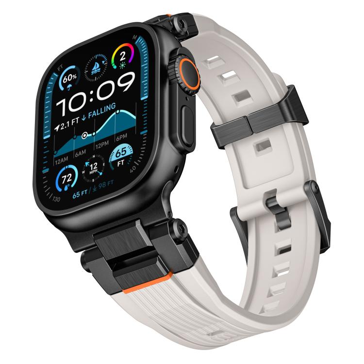 Stainless Steel Connector Vertical Grain TPU Watch Band, For Apple Watch 46mm / 49mm / 45mm / 44mm