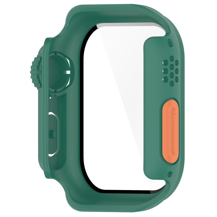 Change to Ultra 49mm Tempered Film Integrated PC Button Watch Case, For Apple Watch Series 6/5/4/SE/SE2 40mm, For Apple Watch Series 9/8/7 45mm, For Apple Watch Series 9/8/7 41mm