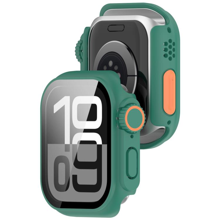Change to Ultra 49mm Tempered Film Integrated PC Button Watch Case, For Apple Watch Series 10 46mm, For Apple Watch Series 10 42mm, For Apple Watch Series 6/5/4/SE/SE2 44mm