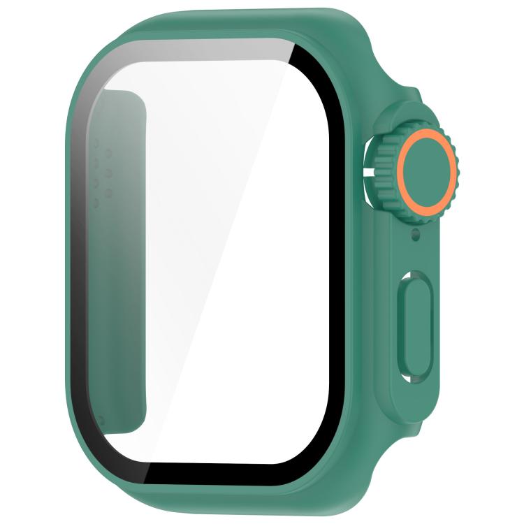 Change to Ultra 49mm Tempered Film Integrated PC Button Watch Case, For Apple Watch Series 10 46mm, For Apple Watch Series 10 42mm, For Apple Watch Series 6/5/4/SE/SE2 44mm