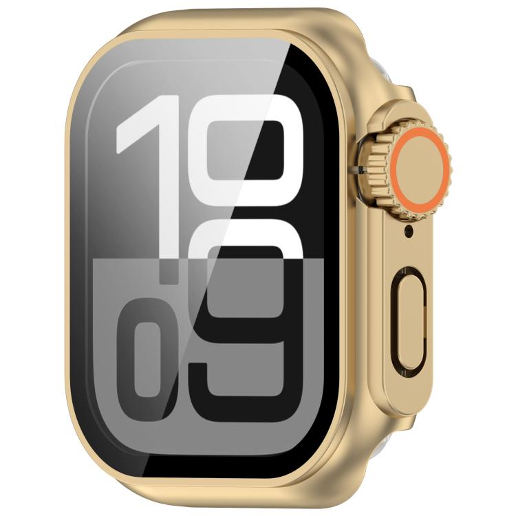 Change to Ultra 49mm Tempered Film Integrated PC Button Watch Case, For Apple Watch Series 10 46mm, For Apple Watch Series 10 42mm, For Apple Watch Series 6/5/4/SE/SE2 44mm