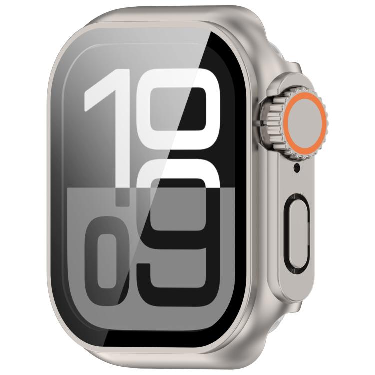 Change to Ultra 49mm Tempered Film Integrated PC Button Watch Case, For Apple Watch Series 10 46mm, For Apple Watch Series 10 42mm, For Apple Watch Series 6/5/4/SE/SE2 44mm