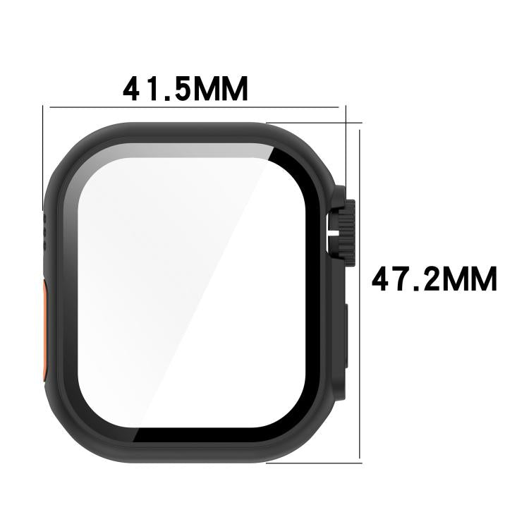 Change to Ultra 49mm Tempered Film Integrated PC Button Watch Case, For Apple Watch Series 10 46mm, For Apple Watch Series 10 42mm, For Apple Watch Series 6/5/4/SE/SE2 44mm