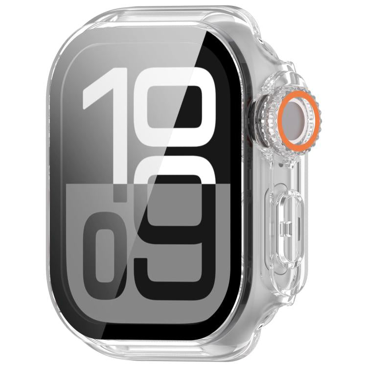 Change to Ultra 49mm Tempered Film Integrated PC Button Watch Case, For Apple Watch Series 10 46mm, For Apple Watch Series 10 42mm, For Apple Watch Series 6/5/4/SE/SE2 44mm