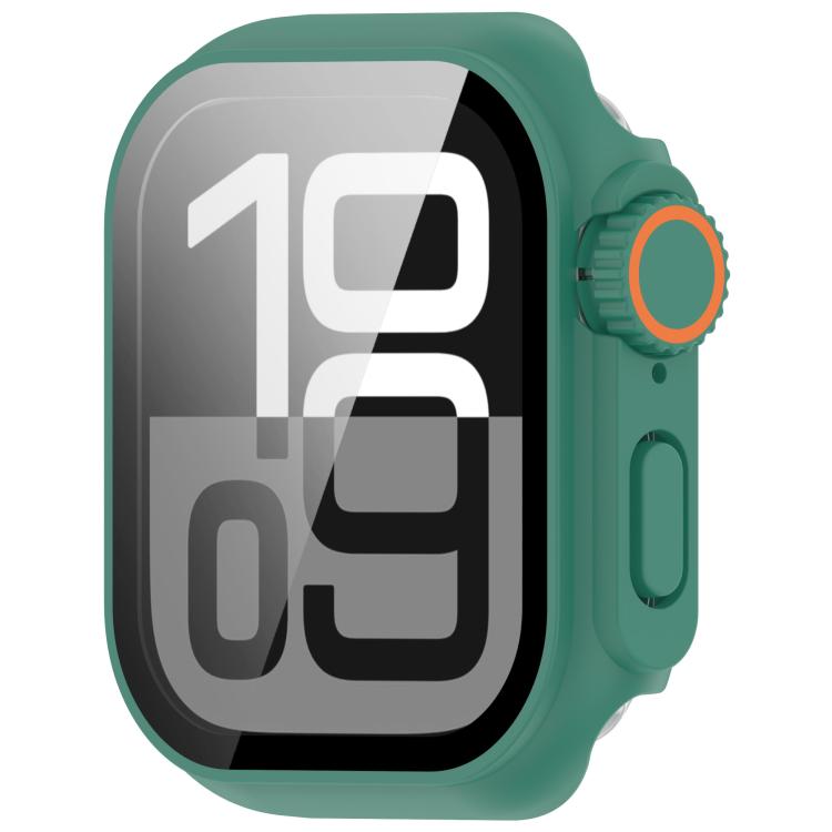 Change to Ultra 49mm Tempered Film Integrated PC Button Watch Case, For Apple Watch Series 6/5/4/SE/SE2 40mm, For Apple Watch Series 9/8/7 45mm, For Apple Watch Series 9/8/7 41mm