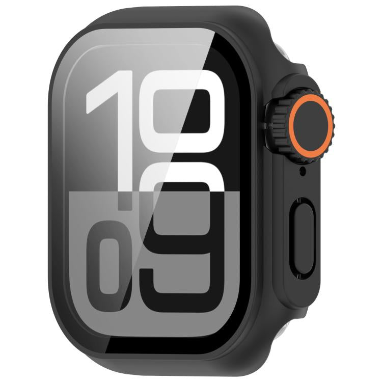Change to Ultra 49mm Tempered Film Integrated PC Button Watch Case, For Apple Watch Series 6/5/4/SE/SE2 40mm, For Apple Watch Series 9/8/7 45mm, For Apple Watch Series 9/8/7 41mm