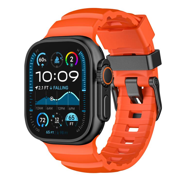 Black Buckle Field Path Fluororubber Watch Band, For Apple Watch 46mm / 49mm / 45mm / 44mm