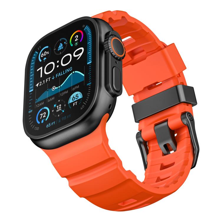 Black Buckle Field Path Fluororubber Watch Band, For Apple Watch 46mm / 49mm / 45mm / 44mm