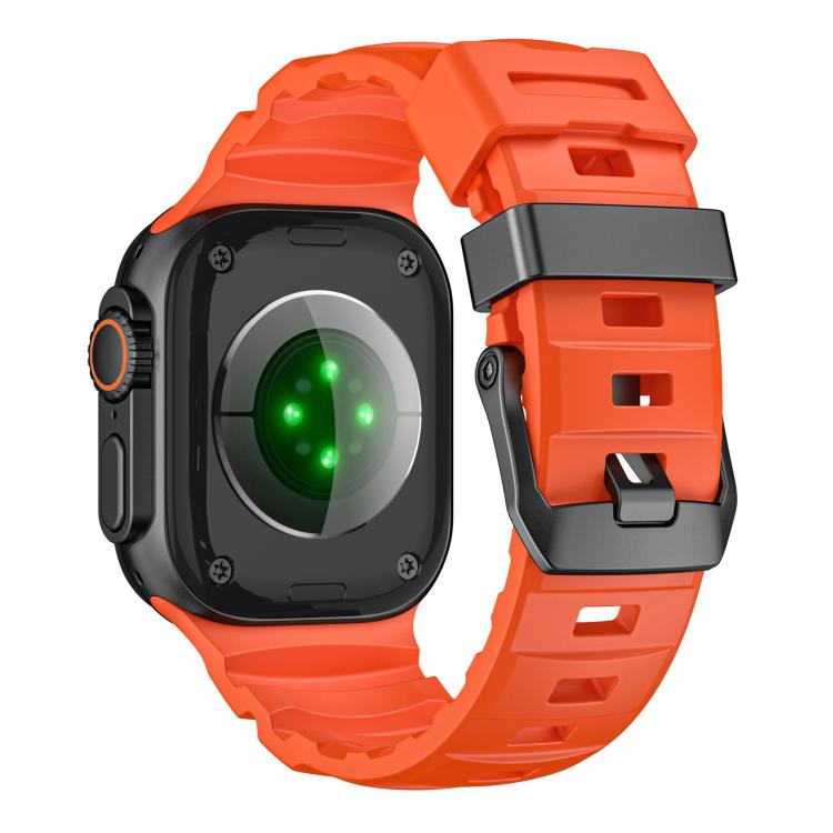 Black Buckle Field Path Fluororubber Watch Band, For Apple Watch 46mm / 49mm / 45mm / 44mm