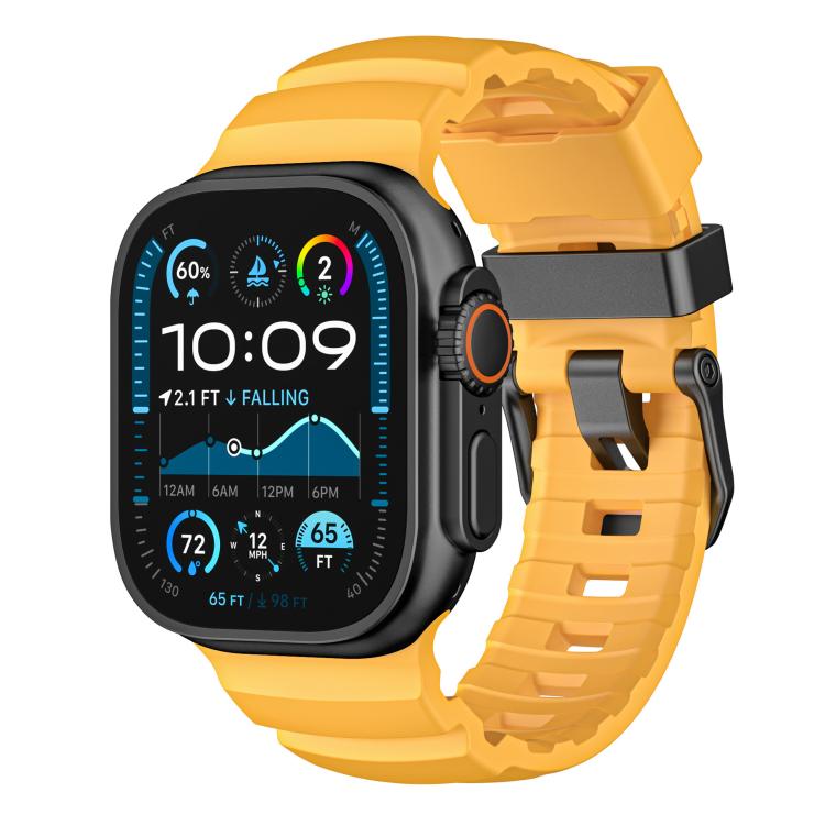 Black Buckle Field Path Fluororubber Watch Band, For Apple Watch 46mm / 49mm / 45mm / 44mm