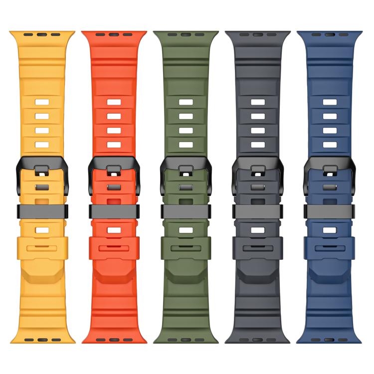 Black Buckle Field Path Fluororubber Watch Band, For Apple Watch 46mm / 49mm / 45mm / 44mm
