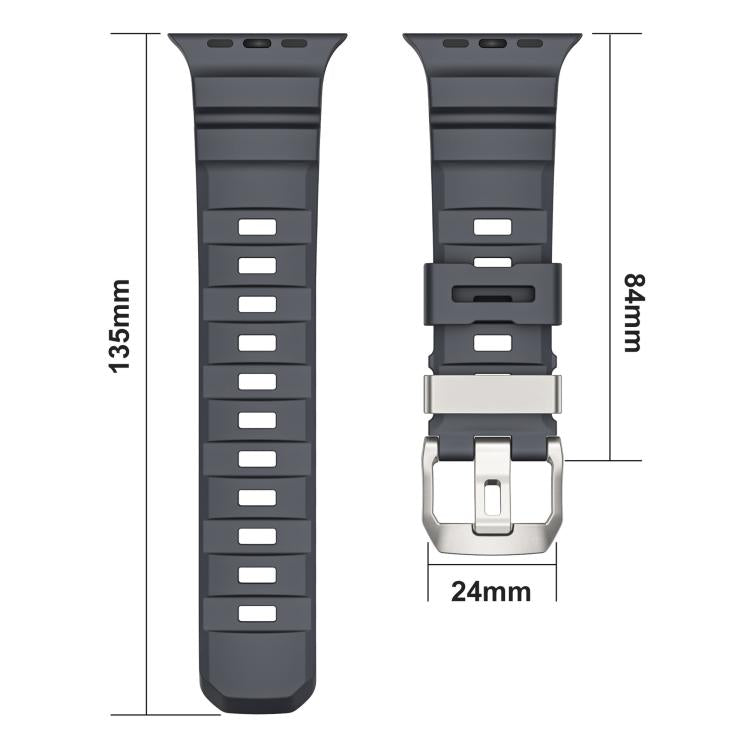 Black Buckle Field Path Fluororubber Watch Band, For Apple Watch 46mm / 49mm / 45mm / 44mm