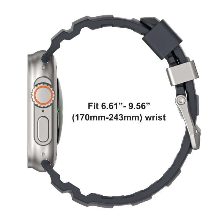 Black Buckle Field Path Fluororubber Watch Band, For Apple Watch 46mm / 49mm / 45mm / 44mm