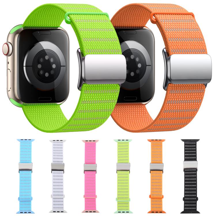 Magnetic Buckle Reflective Nylon Watch Band, For Apple Watch 46mm / 49mm / 45mm / 44mm, For Apple Watch 42mm / 41mm / 40mm / 38mm