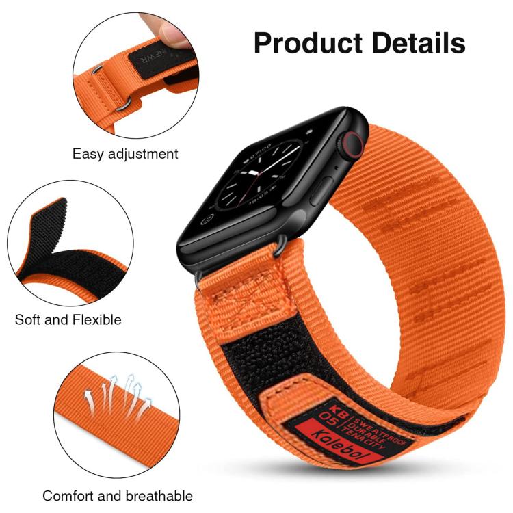 Kalebol Hook and Tri-Loop Nylon Watch Band, For Apple Watch 46mm / 49mm / 45mm / 44mm, For Apple Watch 42mm / 41mm / 40mm / 38mm