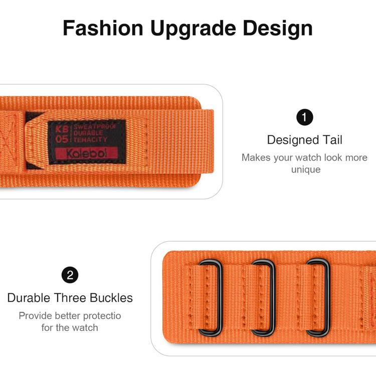 Kalebol Hook and Tri-Loop Nylon Watch Band, For Apple Watch 46mm / 49mm / 45mm / 44mm, For Apple Watch 42mm / 41mm / 40mm / 38mm