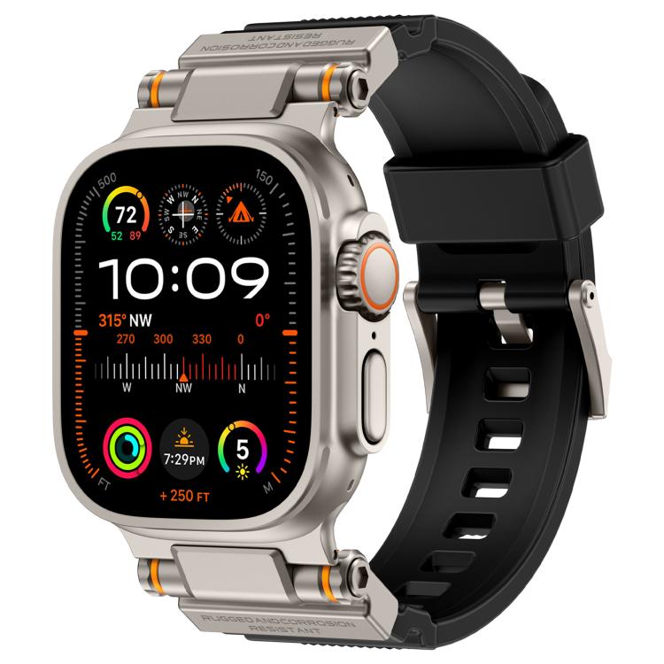 Metal Connector Explorer Silicone Watch Band, For Apple Watch 42 / 44 / 45 / 46 / 49mm