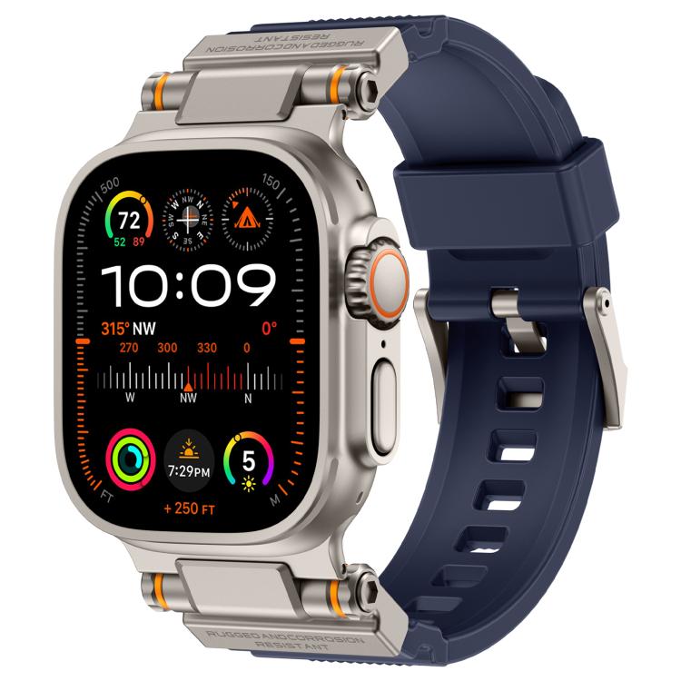 Metal Connector Explorer Silicone Watch Band, For Apple Watch 42 / 44 / 45 / 46 / 49mm
