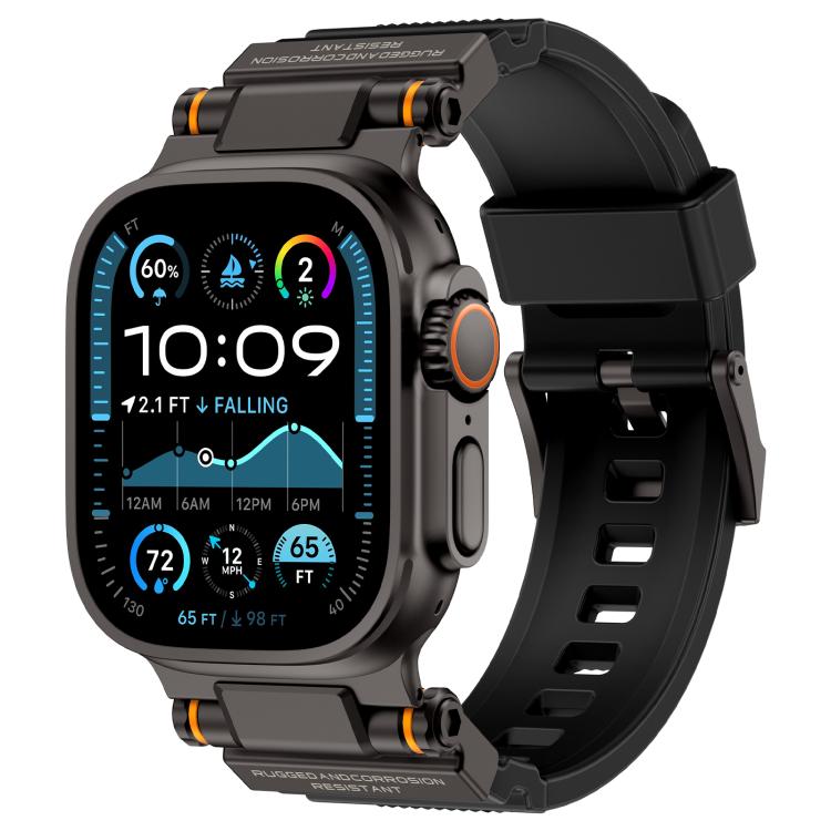 Metal Connector Explorer Silicone Watch Band, For Apple Watch 42 / 44 / 45 / 46 / 49mm