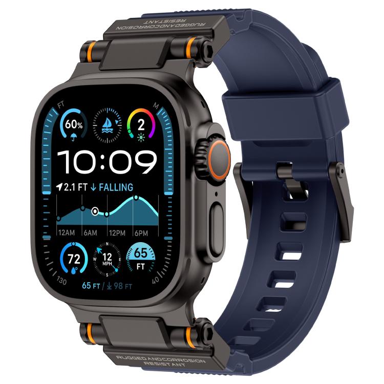 Metal Connector Explorer Silicone Watch Band, For Apple Watch 42 / 44 / 45 / 46 / 49mm