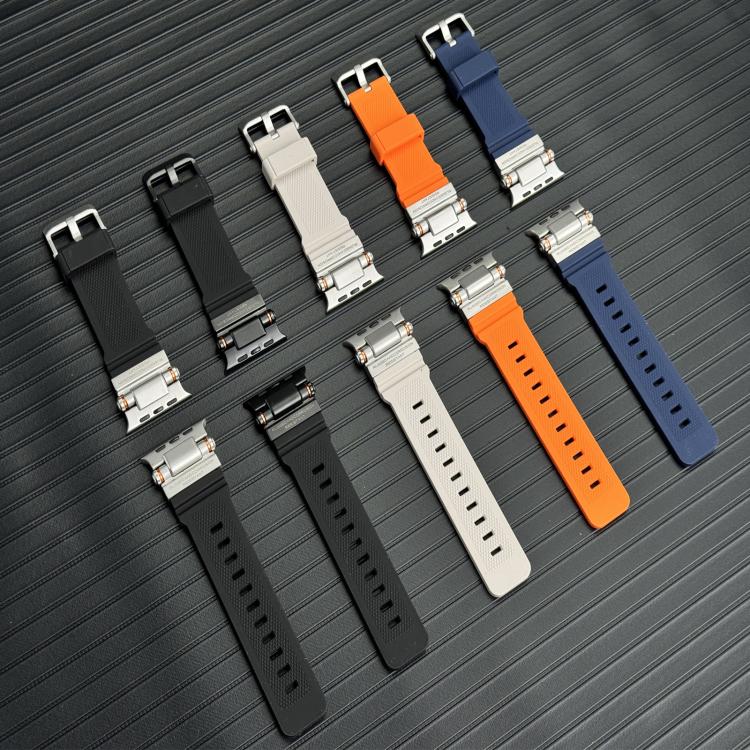 Metal Connector Explorer Silicone Watch Band, For Apple Watch 42 / 44 / 45 / 46 / 49mm