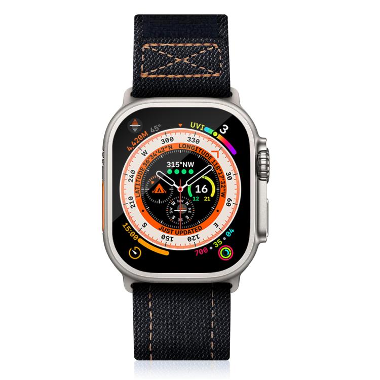 Kalebol Cool Denim Nylon Hook and Loop Fastener Watch Band, For Apple Watch 46mm / 49mm / 45mm / 44mm, For Apple Watch 42mm / 41mm / 40mm / 38mm