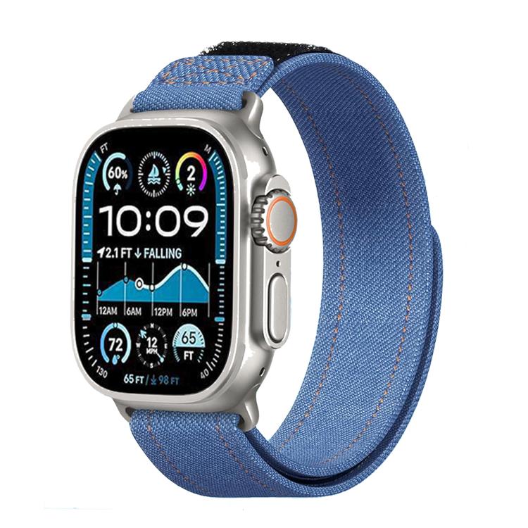Kalebol Cool Denim Nylon Hook and Loop Fastener Watch Band, For Apple Watch 46mm / 49mm / 45mm / 44mm, For Apple Watch 42mm / 41mm / 40mm / 38mm