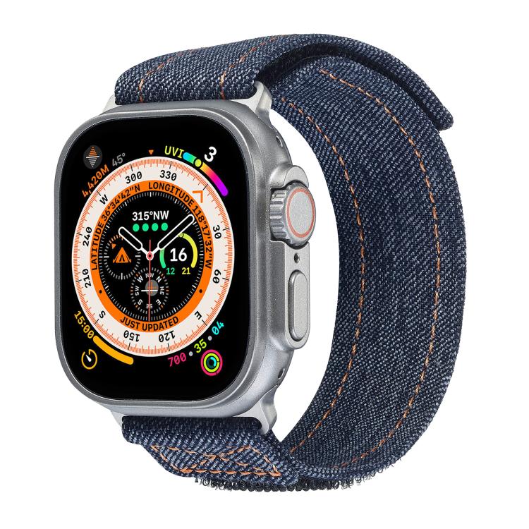 Kalebol Cool Denim Nylon Hook and Loop Fastener Watch Band, For Apple Watch 46mm / 49mm / 45mm / 44mm, For Apple Watch 42mm / 41mm / 40mm / 38mm