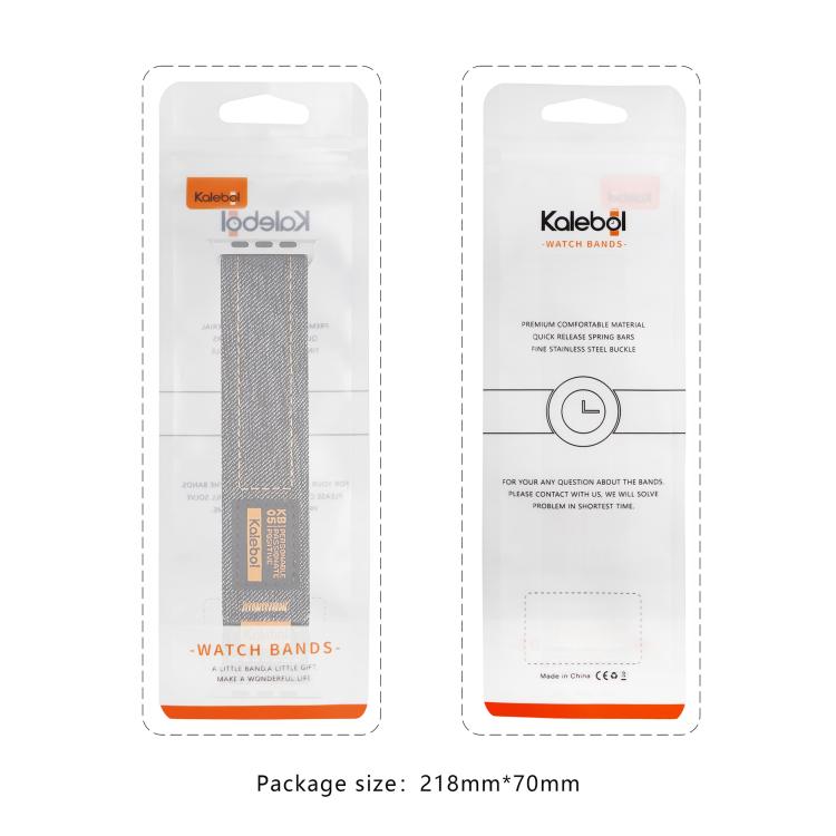 Kalebol Cool Denim Nylon Hook and Loop Fastener Watch Band, For Apple Watch 46mm / 49mm / 45mm / 44mm, For Apple Watch 42mm / 41mm / 40mm / 38mm