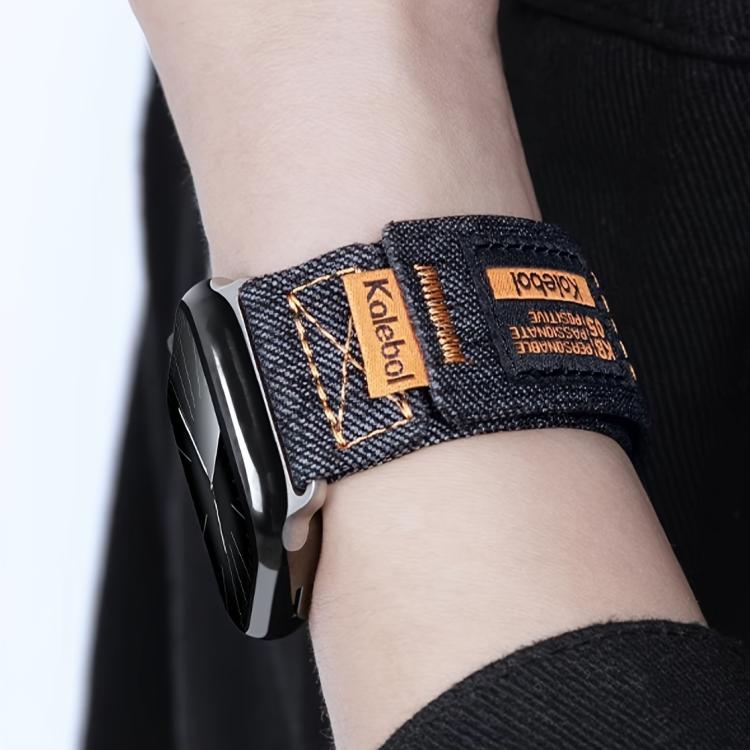 Kalebol Cool Denim Nylon Hook and Loop Fastener Watch Band, For Apple Watch 46mm / 49mm / 45mm / 44mm, For Apple Watch 42mm / 41mm / 40mm / 38mm