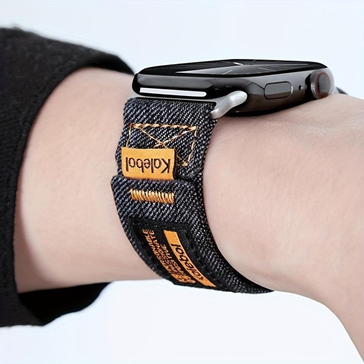 Kalebol Cool Denim Nylon Hook and Loop Fastener Watch Band, For Apple Watch 46mm / 49mm / 45mm / 44mm, For Apple Watch 42mm / 41mm / 40mm / 38mm