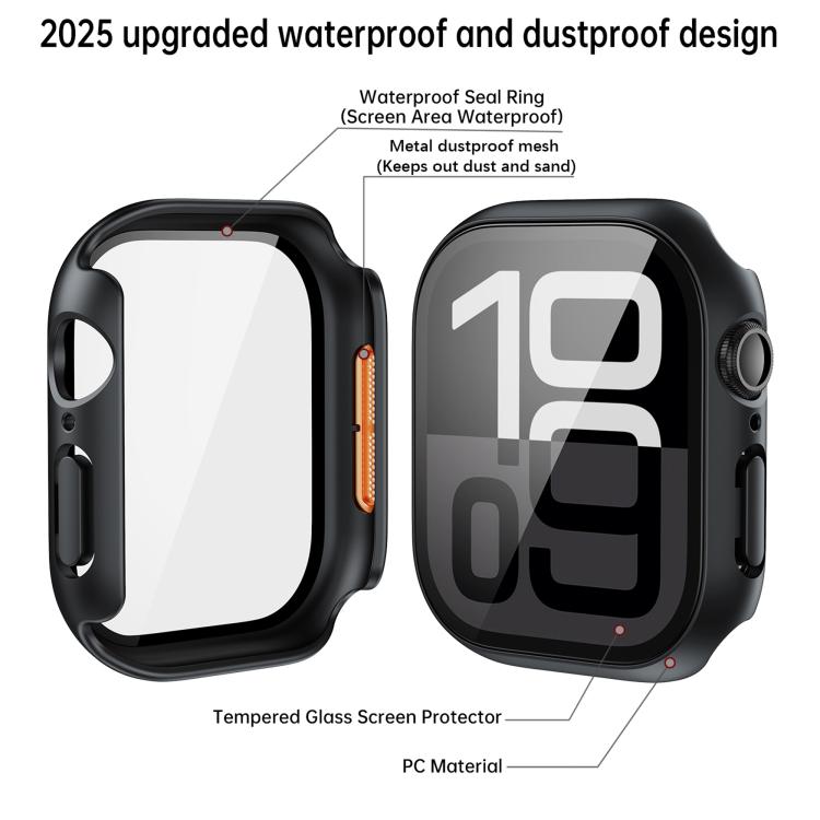 Tempered Film Integrated PC Watch Protective Case, For Apple Watch Series 45mm, For Apple Watch Series 41mm
