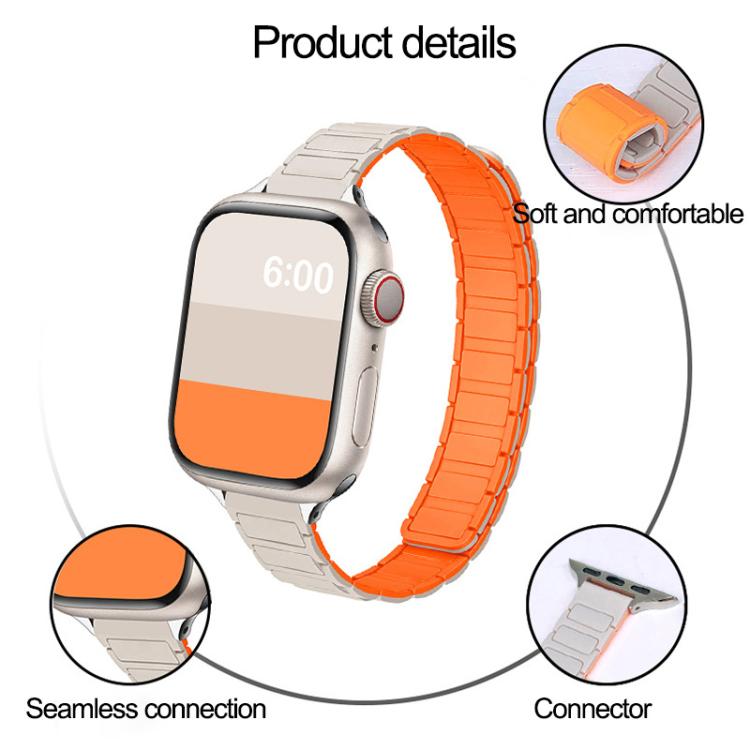 Tri-beads I-shaped Slim Magnetic Silicone Watch Band, For Apple Watch 46mm / 49mm / 45mm / 44mm, For Apple Watch 42mm / 41mm / 40mm / 38mm