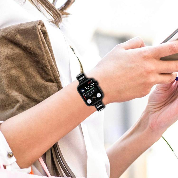 Small Square Diamonds Butterfly Buckle Watch Band, For Apple Watch 46mm / 49mm / 45mm / 44mm, For Apple Watch 42mm / 41mm / 40mm / 38mm