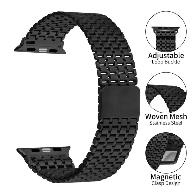 Nine-Bead Magnetic Loop Steel Watch Band, For Apple Watch 46mm / 49mm / 45mm / 44mm, For Apple Watch 42mm / 41mm / 40mm / 38mm