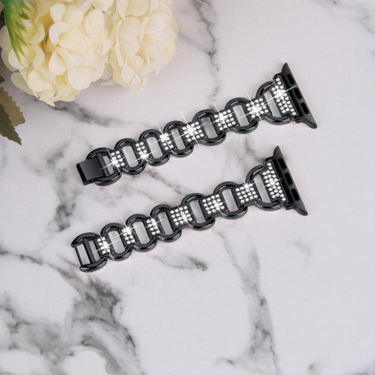 Oval Diamonds Steel Watch Band, For Apple Watch 46mm / 49mm / 45mm / 44mm, For Apple Watch 42mm / 41mm / 40mm / 38mm