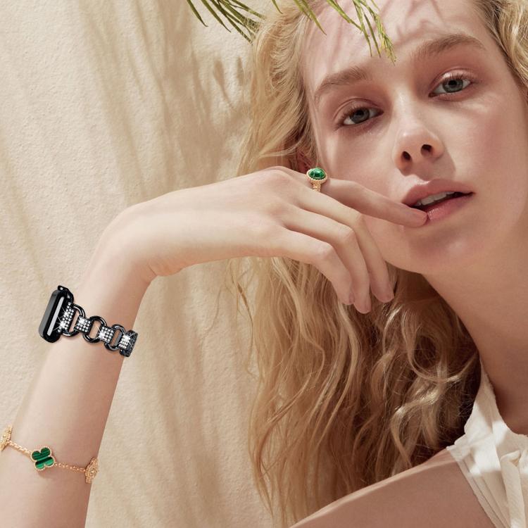 Oval Diamonds Steel Watch Band, For Apple Watch 46mm / 49mm / 45mm / 44mm, For Apple Watch 42mm / 41mm / 40mm / 38mm