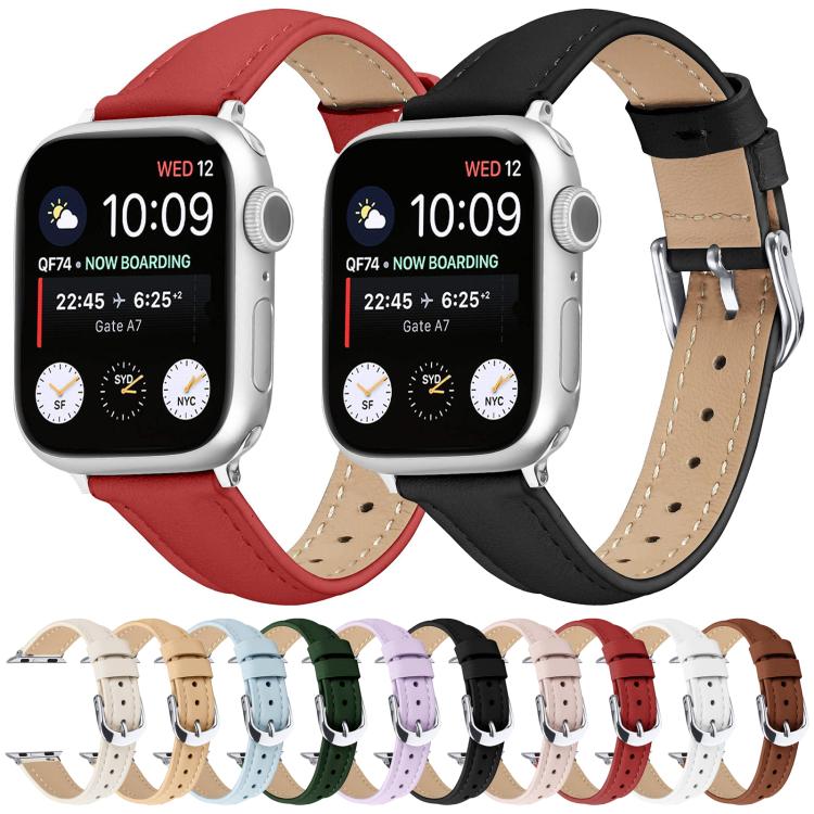 Small Waist PU Leather Watch Band, For Apple Watch 46mm / 49mm / 45mm / 44mm, For Apple Watch 42mm / 41mm / 40mm / 38mm