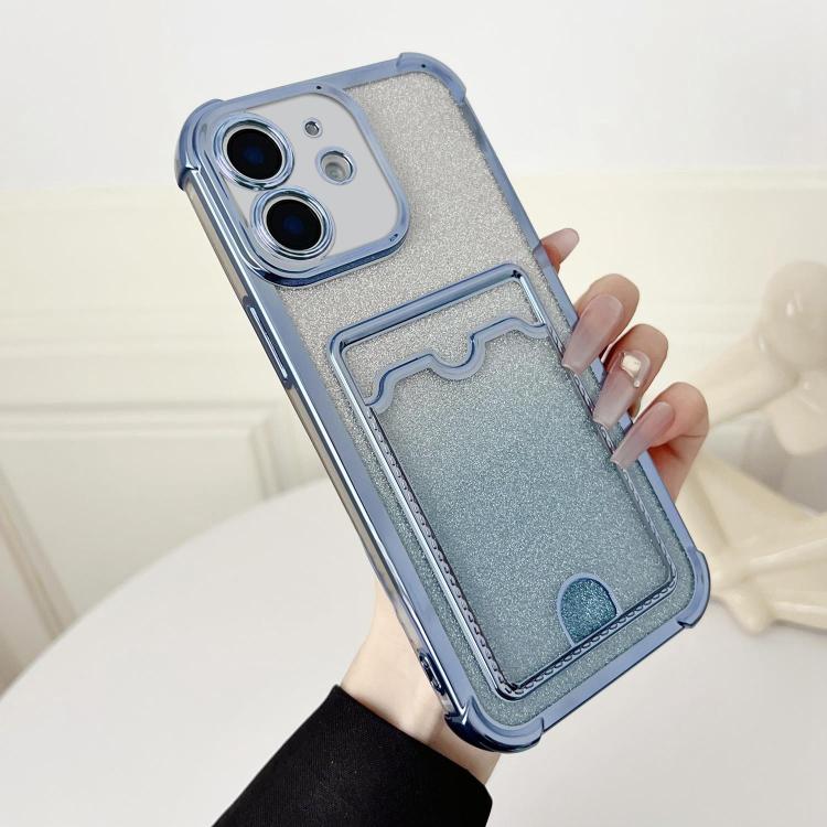 Four-cornered Glitter Electroplated Card Bag TPU Phone Case, For iPhone 12 Pro, For iPhone 11 Pro Max, For iPhone 11