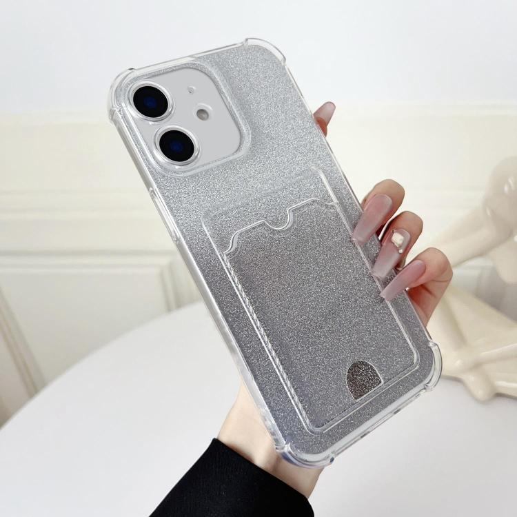 Four-cornered Glitter Electroplated Card Bag TPU Phone Case, For iPhone 12 Pro, For iPhone 11 Pro Max, For iPhone 11