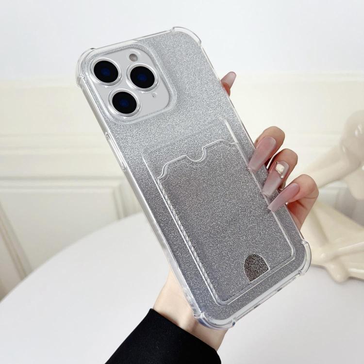 Four-cornered Glitter Electroplated Card Bag TPU Phone Case, For iPhone 11 Pro