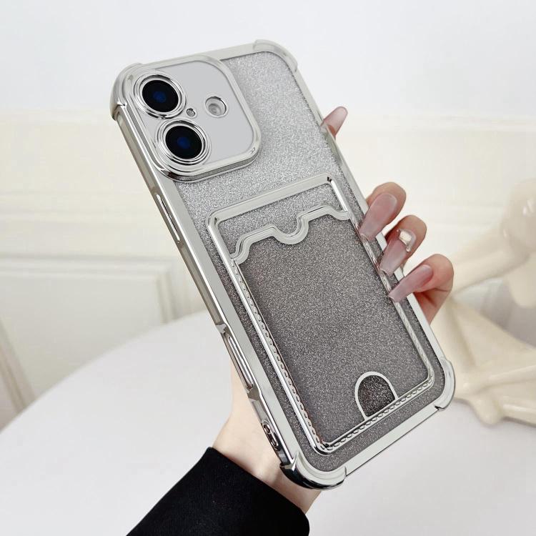 Four-cornered Glitter Electroplated Card Bag TPU Phone Case, For iPhone 17 Pro Max, For iPhone 17 Pro, For iPhone 17