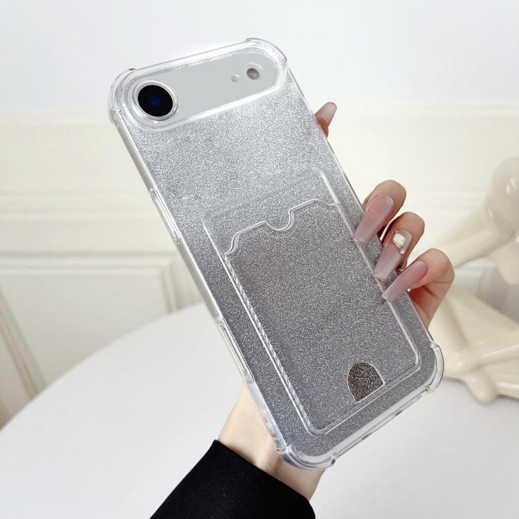 Four-cornered Glitter Electroplated Card Bag TPU Phone Case, For iPhone 17 Air, For iPhone 16 Pro Max, For iPhone 16 Pro
