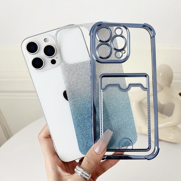 Four-cornered Glitter Electroplated Card Bag TPU Phone Case, For iPhone 17 Pro Max, For iPhone 17 Pro, For iPhone 17