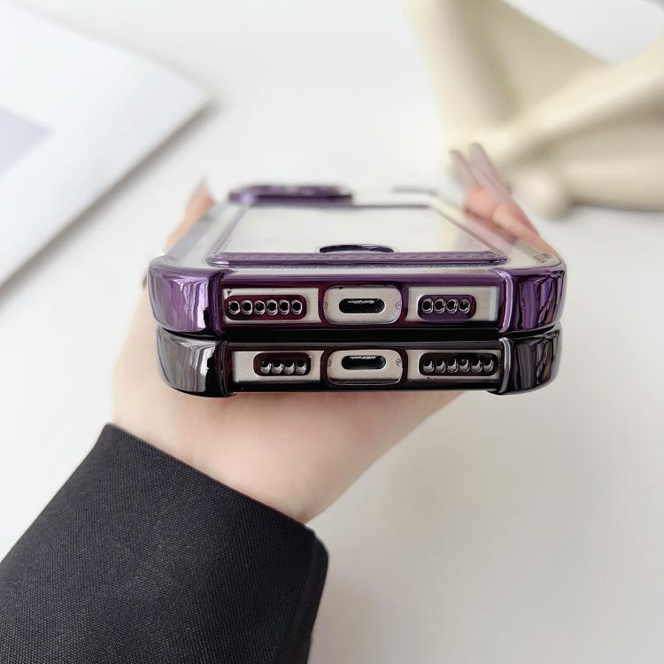 Four-cornered Glitter Electroplated Card Bag TPU Phone Case, For iPhone 12 Pro, For iPhone 11 Pro Max, For iPhone 11