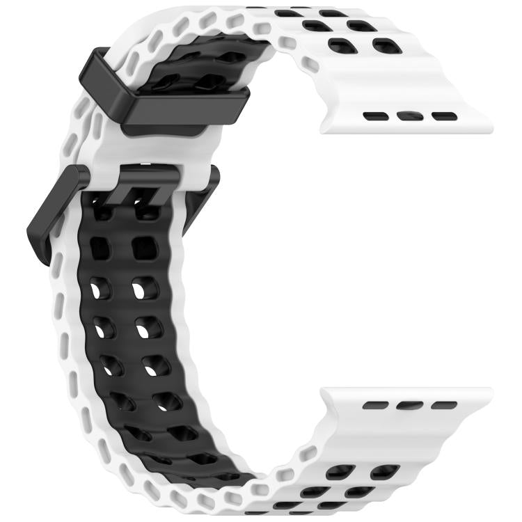 Ocean Double-row Hole Two-color Silicone Watch Band, For Apple Watch 46mm / 49mm / 45mm / 44mm