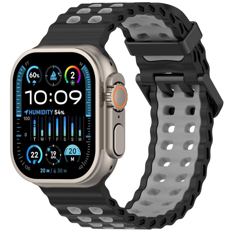 Ocean Double-row Hole Two-color Silicone Watch Band, For Apple Watch 46mm / 49mm / 45mm / 44mm