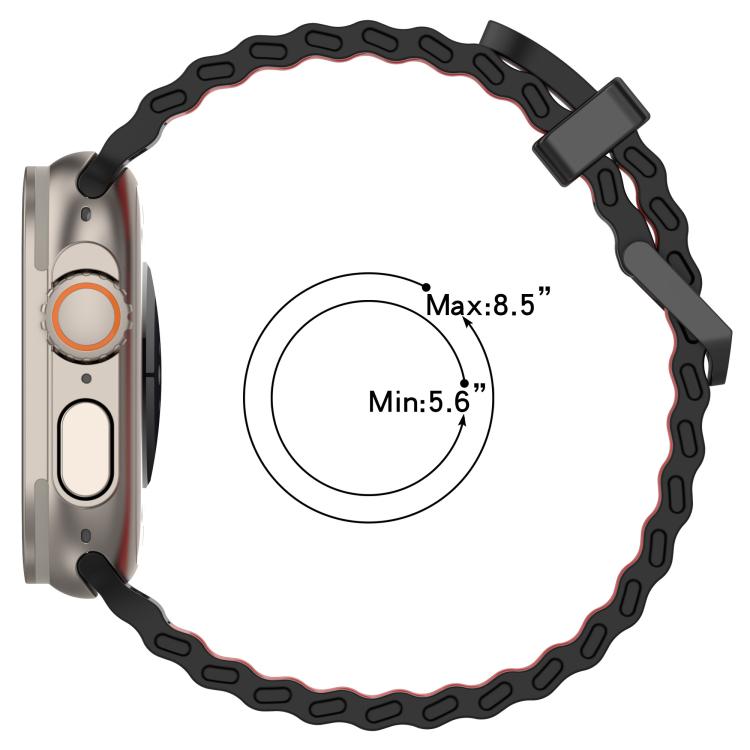 Ocean Double-row Hole Two-color Silicone Watch Band, For Apple Watch 46mm / 49mm / 45mm / 44mm